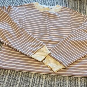 Mango Pink and Cream Striped Sweater